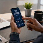 Mobile entrepreneur building an affiliate marketing email list from a smartphone