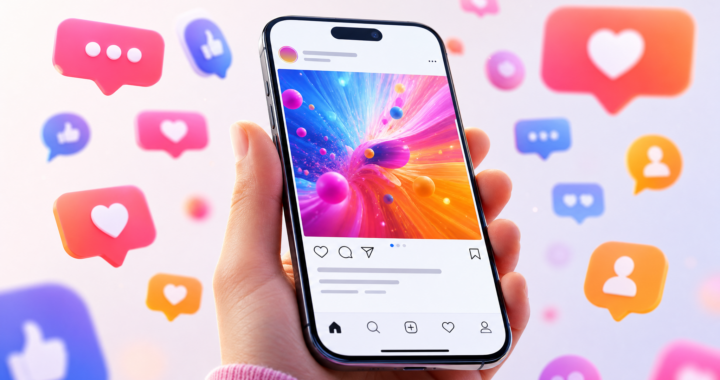 A smartphone screen showing a social media post with a bold caption and a flood of comment notifications, representing high-engagement caption writing in 2026.