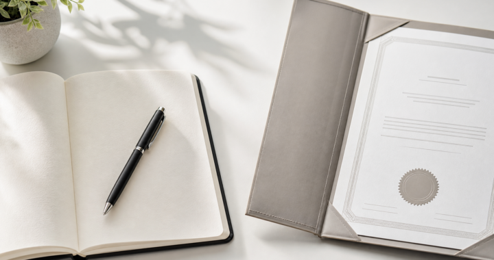 A split-screen image showing a simple handwritten business note on one side and a formal LLC certificate on the other, representing the choice between sole proprietorship and LLC for beginners.
