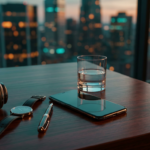 High-end smartphone next to noise-canceling headphones, a designer pen, and a luxury watch on a premium desk (2026)