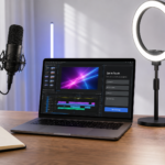Modern studio workspace desk with ring light and laptop illustrating a TikTok digital agency workflow in 2026