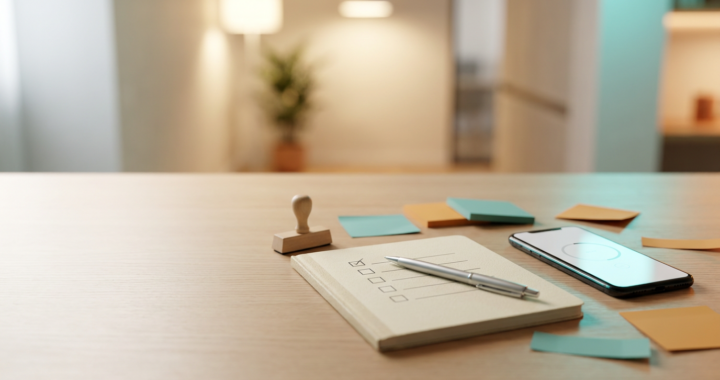 Notebook checklist and smartphone timer on a desk representing validating a business idea in 60 minutes