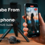 Smartphone entrepreneur filming a YouTube video in 2026 with professional mobile setup