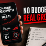 A smartphone displaying a YouTube growth screen with zero budget concept, symbolizing starting a business from nothing.
