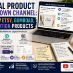 Digital product teardown channel showing Etsy, Gumroad, and Notion product analysis with pricing, listing images, target audience, product positioning, and lessons learned.