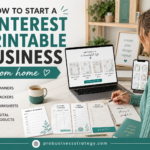 A home-based digital product creator designing printable planners, trackers and worksheets for a Pinterest printable business.