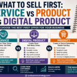 Comparison of service, physical product, and digital product as first business offers for beginner entrepreneurs.