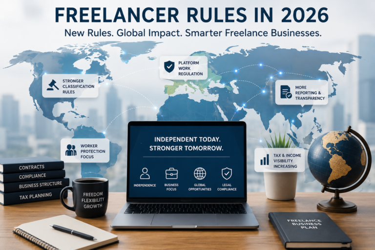 Global overview of changing freelancer rules, worker classification, platform regulation, and compliance in 2026